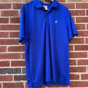 Izod Golf Mens Short Sleeve Polyester Shirt  Blue Performance Size Large